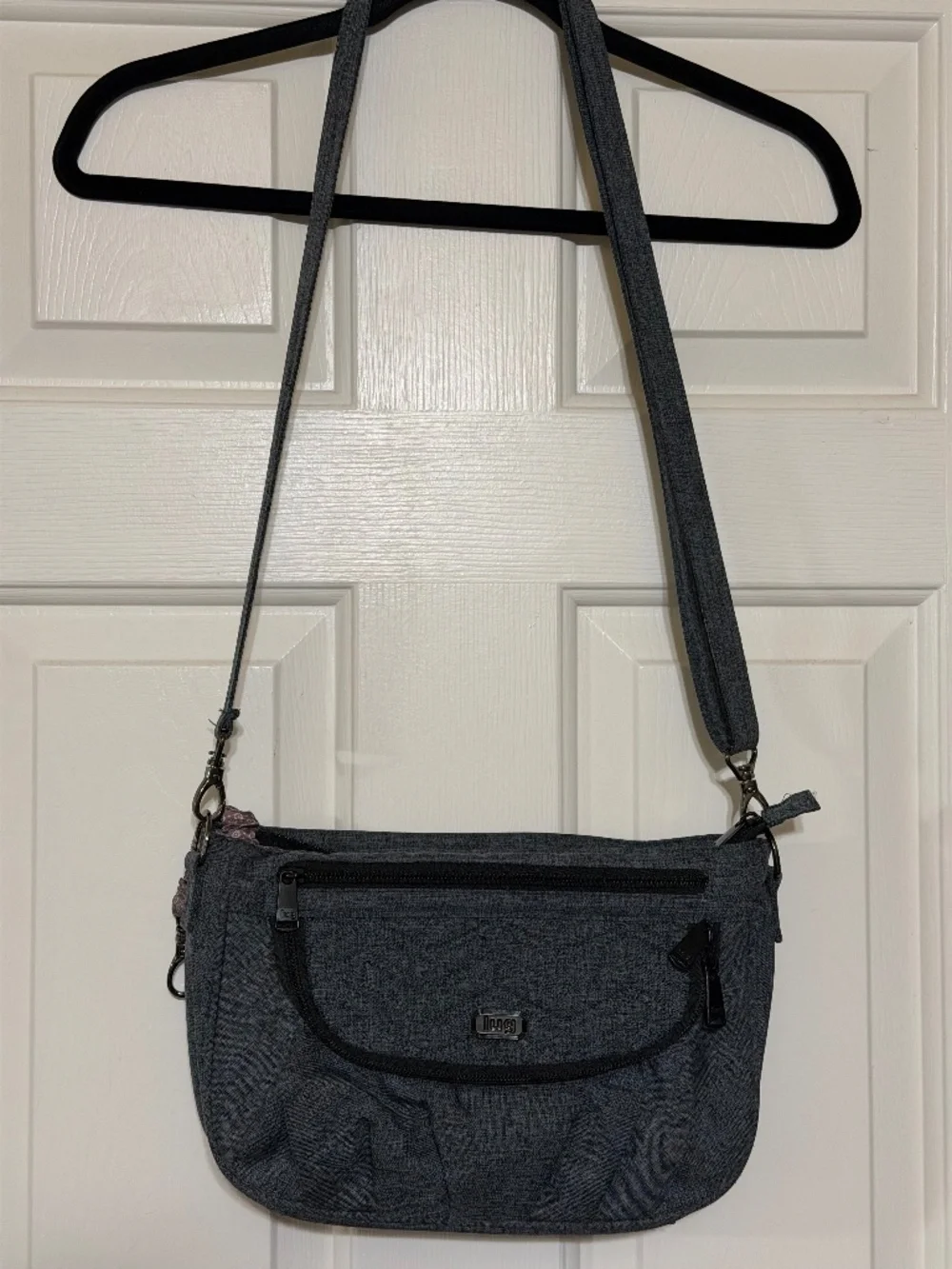 Lug Mambo Gray Crossbody Shoulder RFID Bag w/ Key Holster and Storage EUC
